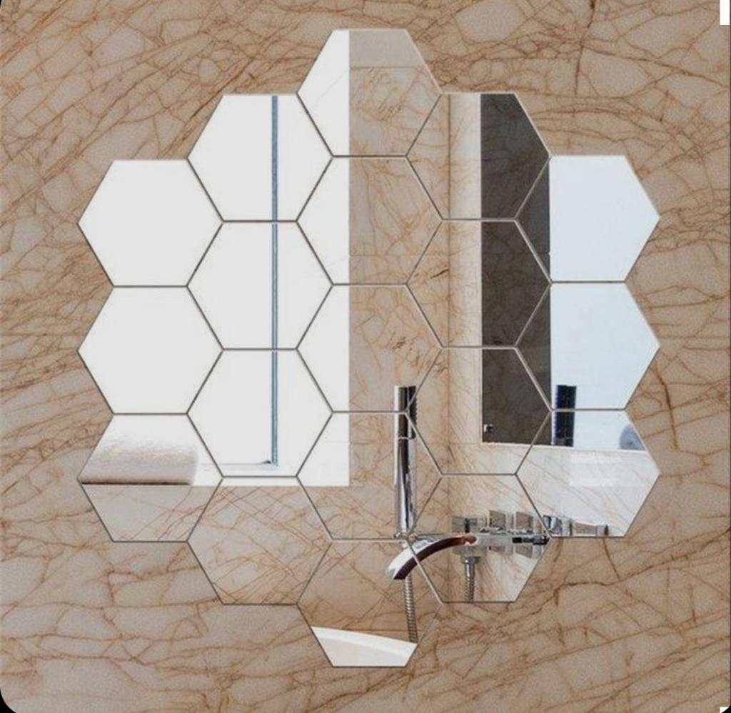 Hexagon Acrylic Mirror Wall Stickers – DIY Geometric Home Decor for Living Room & Bedroom