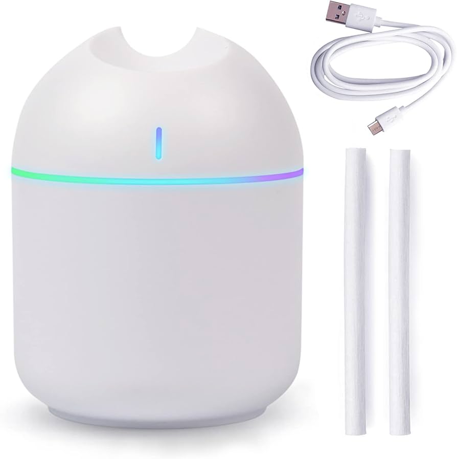 Portable USB Air Humidifier with Warm LED Outline – Mini Ultrasonic Mist for Home, Office & Car