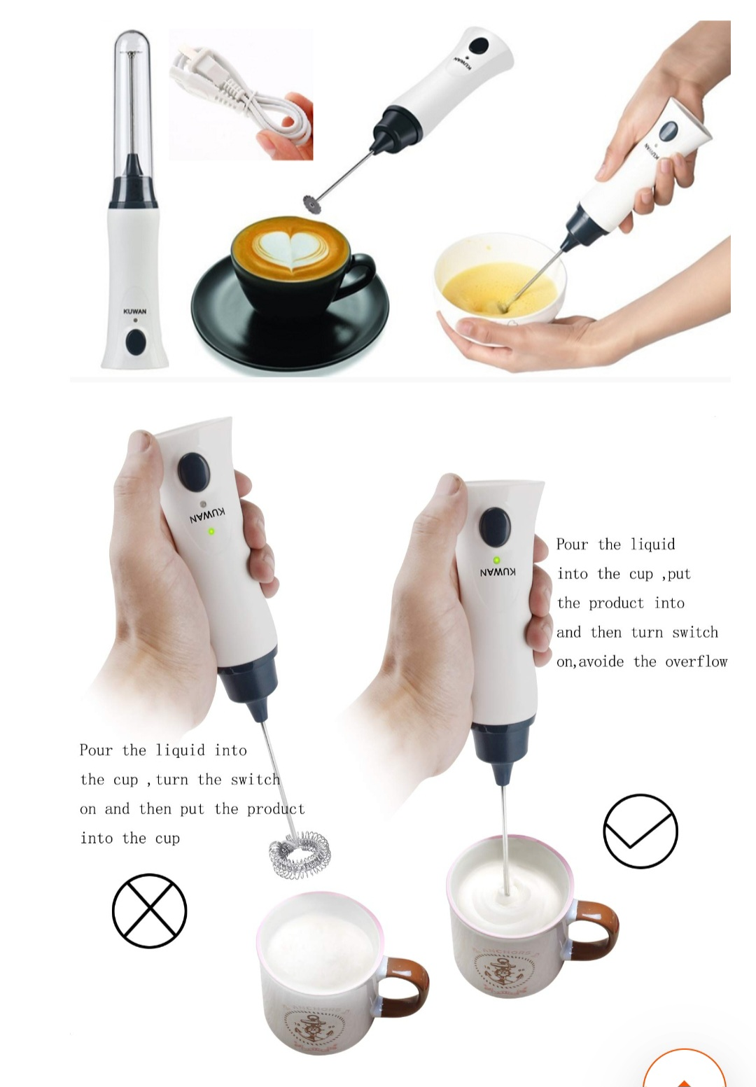 Electric Rechargeable Milk & Coffee Foamer – Portable Handheld Frother