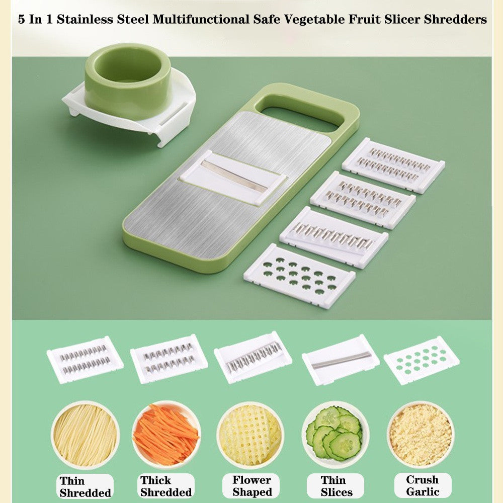 5-in-1 Multifunctional Stainless Steel Vegetable Slicer & Cutter – Kitchen Tool