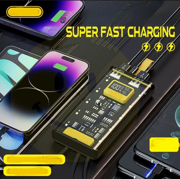 Transparent Power Bank with LED Light –2000 mAh Portable Charger