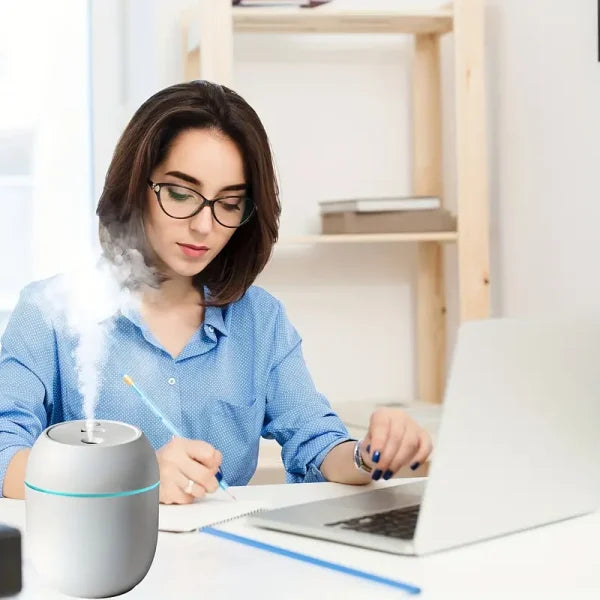 Portable USB Air Humidifier with Warm LED Outline – Mini Ultrasonic Mist for Home, Office & Car