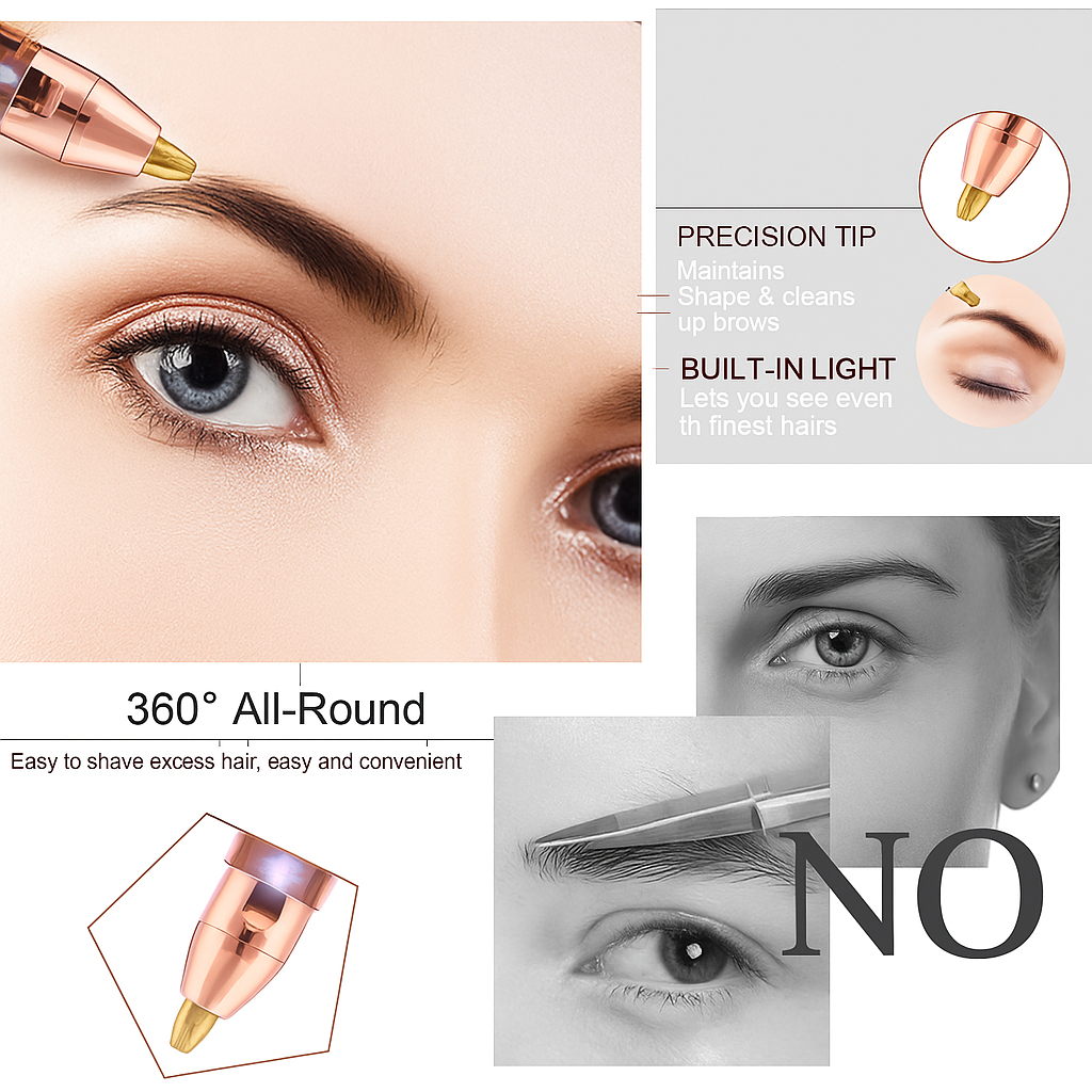 Rechargeable 2-in-1 Eyebrow Trimmer & Facial Hair Remover for Women– USB Charging, Painless & Portable
