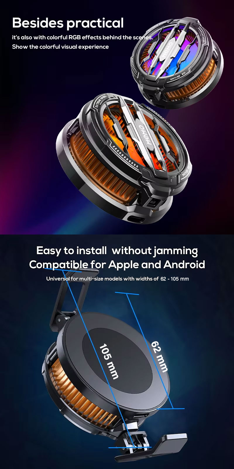 Memo CX07 Mobile Cooling Fan – Magnetic & Clip-On Smartphone Cooler